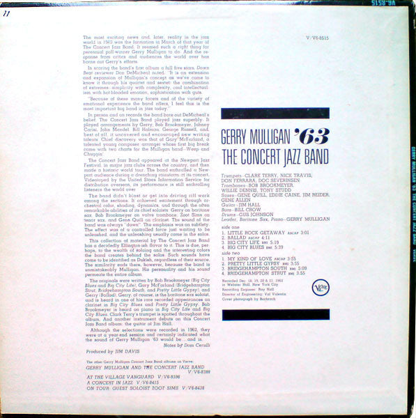 Release: Gerry Mulligan '63-Vinyl-US-1963-V-8515-934372