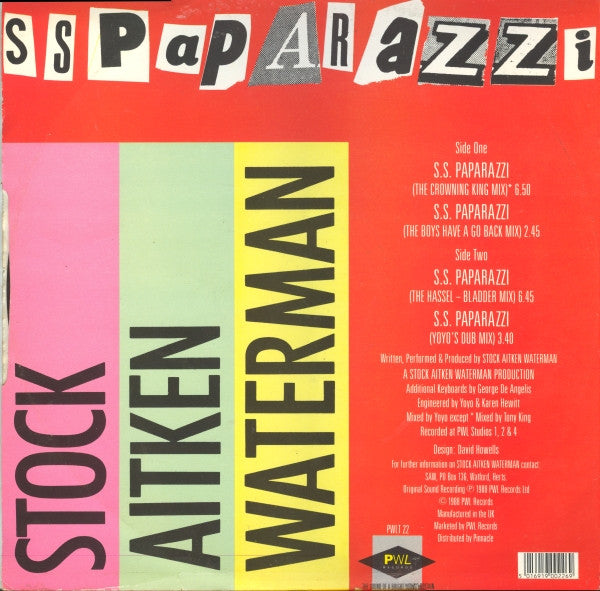 Release: S.S. Paparazzi-Vinyl-UK-1988-PWLT 22, PWL T22-216670