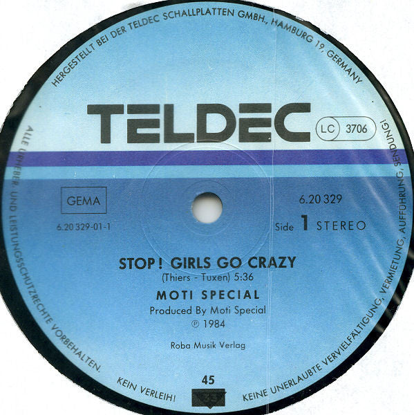 Release: Stop! Girls Go Crazy-Vinyl-Germany-1984-6.20 329, 6.20329 AE-953949
