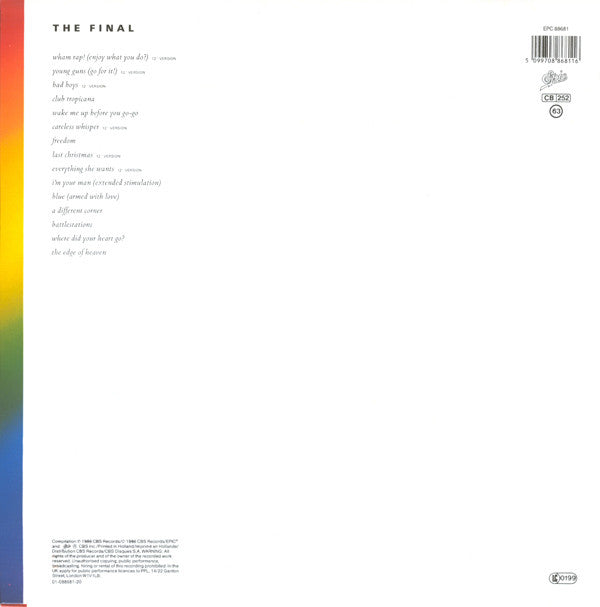 Release: The Final-Vinyl-Europe-1986-EPC 88681, 88681-259186