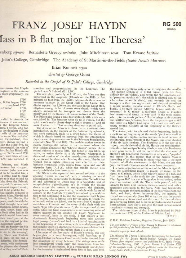 Release: Theresa Mass-Vinyl-UK-1965-RG 500-5389358
