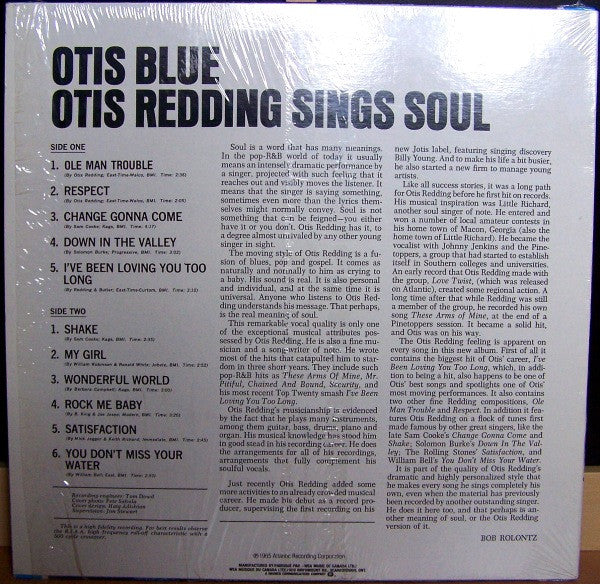Release: Otis Blue / Otis Redding Sings Soul-Vinyl-Canada-None-SD 33284-1991140