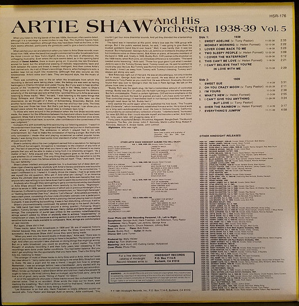 The Uncollected Artie Shaw, Vol. 5, 1938-1939