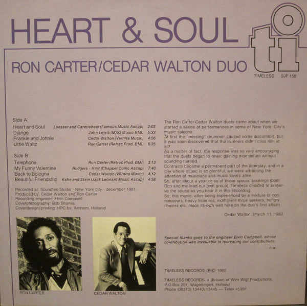 Master Release: Heart & Soul by Ron Carter / Cedar Walton Duo