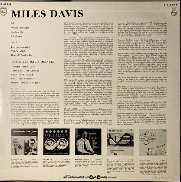 Release: 'Round About Midnight-Vinyl-Netherlands-1957-B 07198 L-2277768