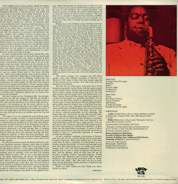 Release: Bird At The Roost-Vinyl-US-1977-SJL 1108-1740617