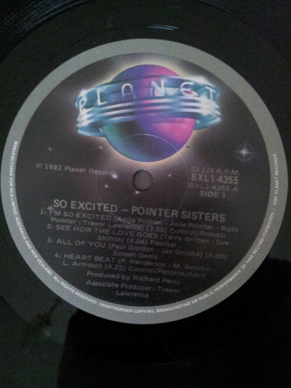 Release: So Excited!-Vinyl-Australia & New Zealand-1982-BXL1 4355, BXL1-4355-3524650