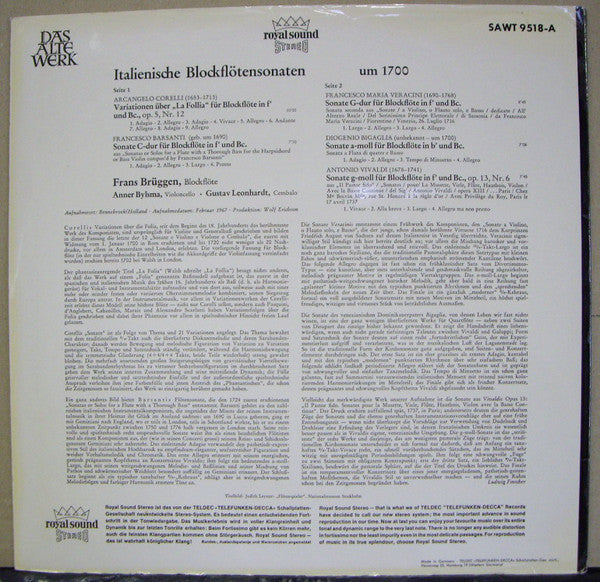 Release: Italienische Blockflötensonaten Um 1700-Vinyl-Germany-1968-SAWT 9518-A-5440441