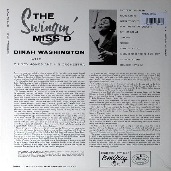 Master Release: The Swingin' Miss "D" by Dinah Washington