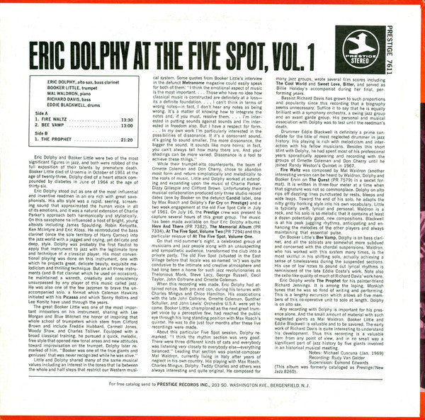 Release: At The Five Spot, Volume 1.-Vinyl-US-1971-PRT 7611, PR 7611, PRESTIGE 7611-7644307