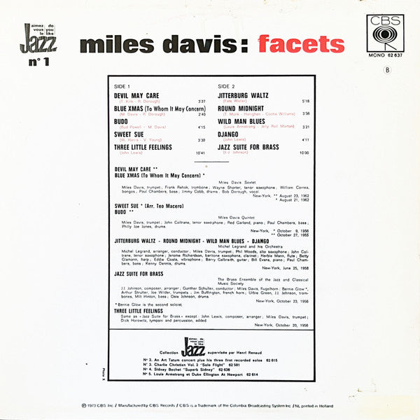 Release: Facets-Vinyl-Netherlands-1973-62 637, 62637-1040079
