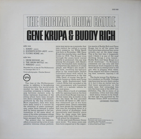 Release: The Drum Battle - Gene Krupa And Buddy Rich At JATP-Vinyl-Germany-None-2332 060-4454718