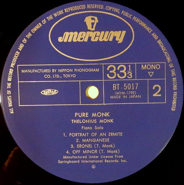 Pure Monk (Piano Solos)
