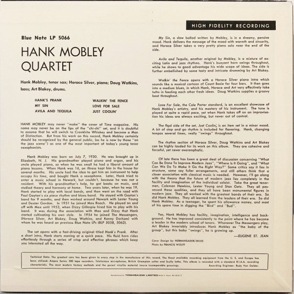 Release: Hank Mobley Quartet-Vinyl-Japan-1991-BN 0018, BLP 5066-6400834
