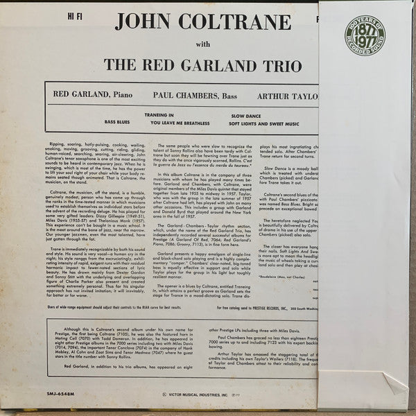 Release: John Coltrane With The Red Garland Trio-Vinyl-Japan-1977-SMJ-6548M, 7123-8844447