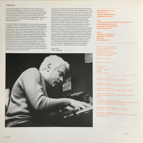 Release: A Ballad Album-Vinyl-Netherlands-1984-Criss 1007, 1007-6725888