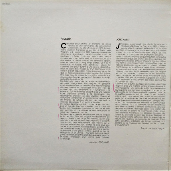 Master Release: Cendrées - Jonchaies - Nomos Gamma by Iannis Xenakis