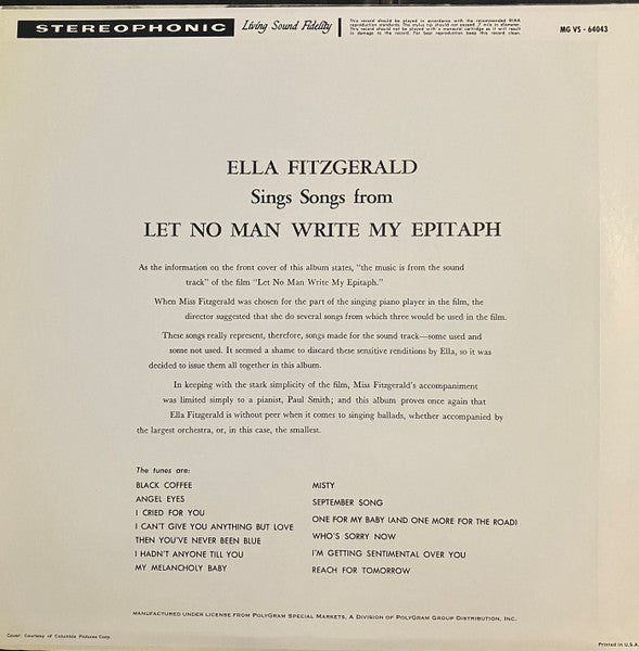 Ella Fitzgerald Sings Songs From Let No Man Write My Epitaph