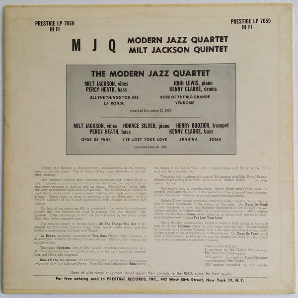 Release: M J Q-Vinyl-US-1956-LP 7059, PRLP 7059-4653352