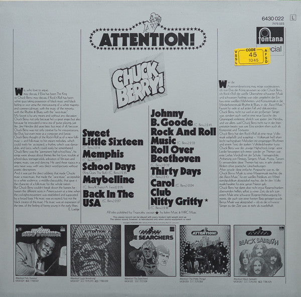 Release: Chuck Berry's Golden Hits-Vinyl-Germany-1974-6430 022-2854566