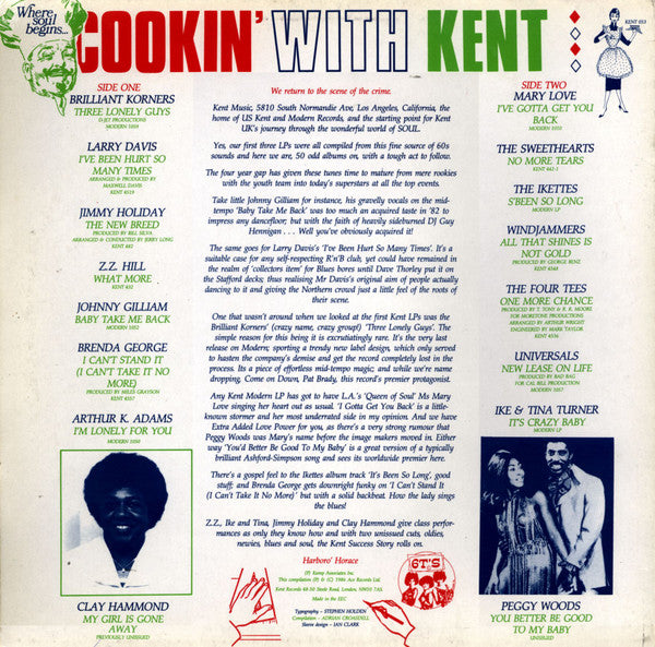 Release: Cookin' With Kent-Vinyl-UK-1986-KENT 053-2244645