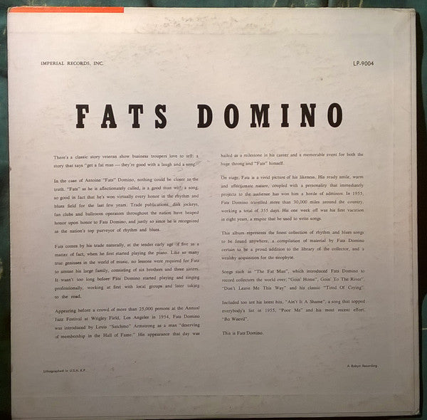 Release: Rock And Rollin' With Fats Domino-Vinyl-US-1958-LP-9004-4776000