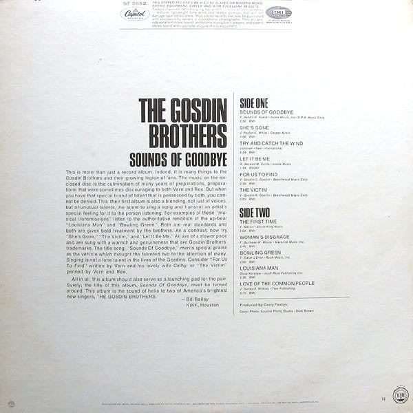 Master Release: Sounds Of Goodbye by The Gosdin Brothers