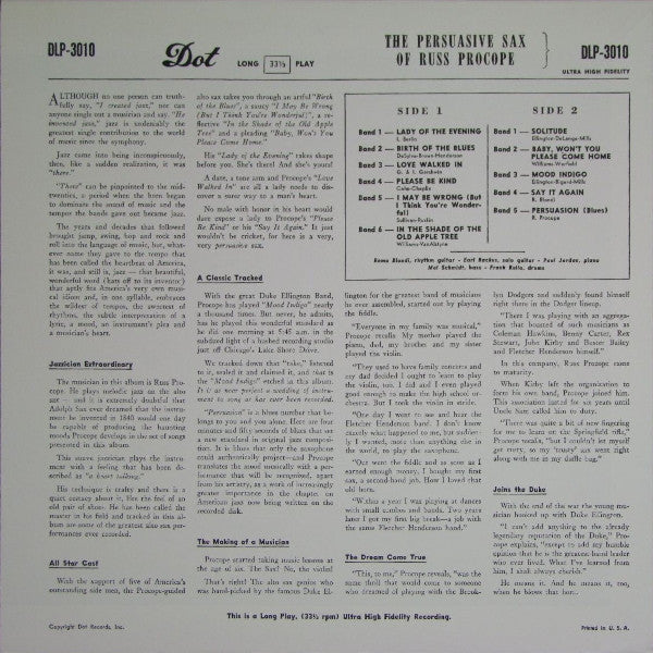 The Persuasive Sax Of Russ Procope
