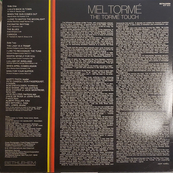 Master Release: Mel Tormé With The Marty Paich Dek-Tette by Mel Tormé