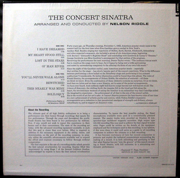 Release: The Concert Sinatra-Vinyl-US-1981-FS 1009, R9-1009-7781630