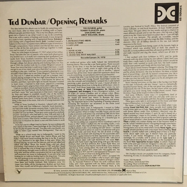 Master Release: Opening Remarks by Ted Dunbar