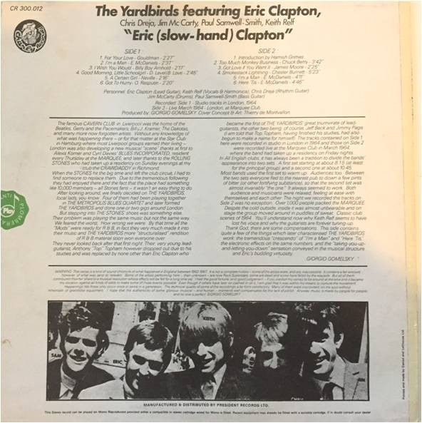 Release: Eric (Slow-Hand) Clapton-Vinyl-UK-1975-CR 300.012-3615847