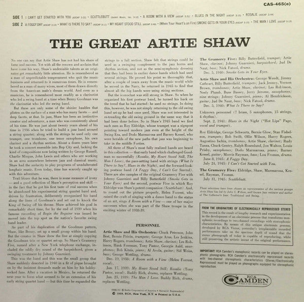 Release: The Great Artie Shaw-Vinyl-US-None-CAS-465(e)-5196580