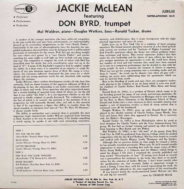 The Jackie McLean Quintet