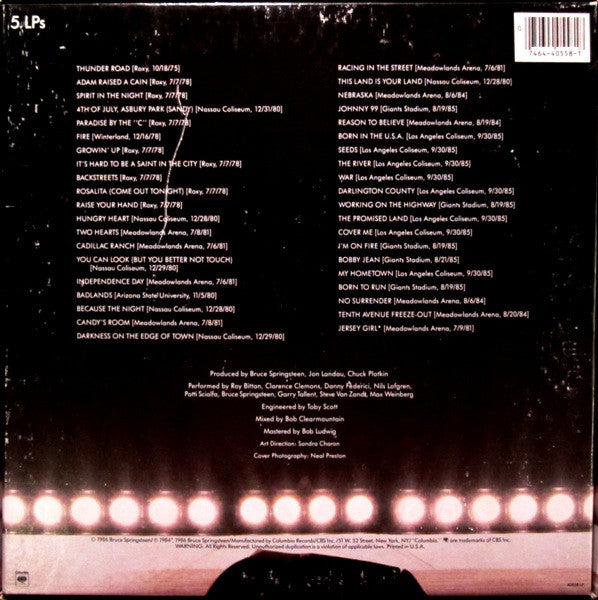 Release: Live / 1975-85-Vinyl, Box Set-US-1986-C5X 40558-1333395