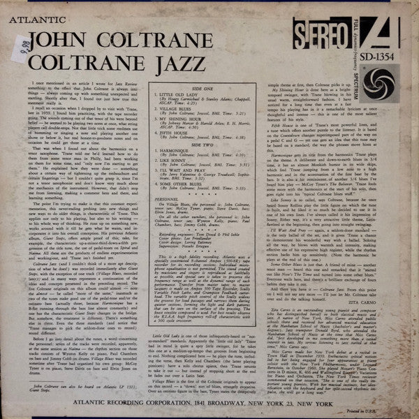 Release: Coltrane Jazz-Vinyl-US-1969-1354, SD-1354, SD 1354-7719118