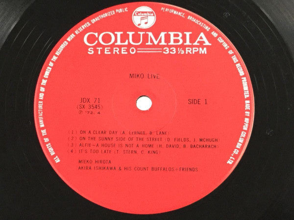 Release: Miko Live-Vinyl-Japan-1972-JDX-71-8786671