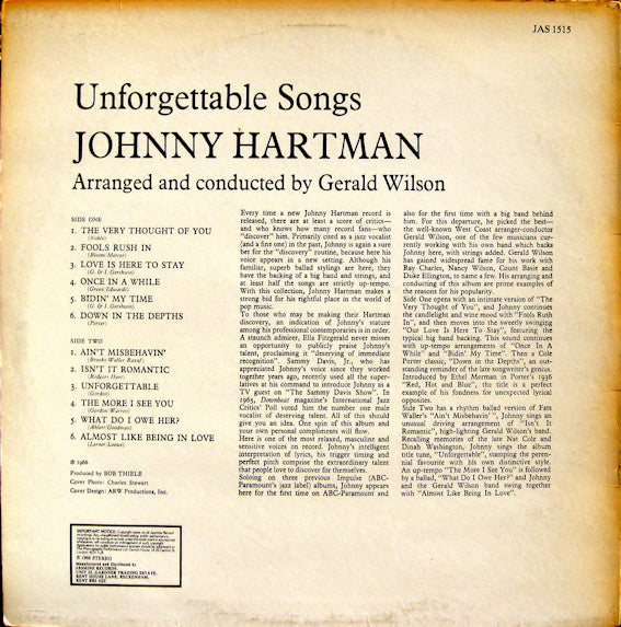 Release: Unforgettable Songs-Vinyl-UK-None-JAS 1515-3078129
