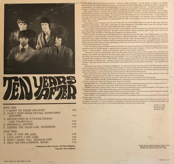 Release: Ten Years After-Vinyl-US-1968-DES 18009, DES-18009-4741518
