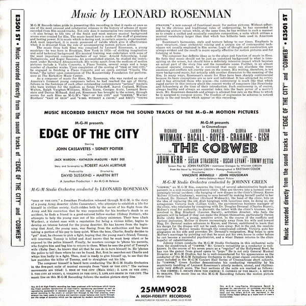 Master Release: Edge Of The City / The Cobweb by Leonard Rosenman
