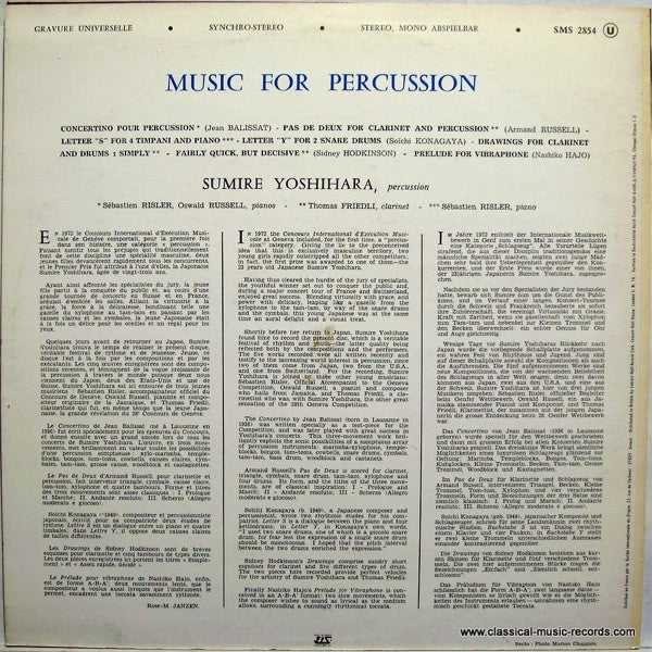 Release: Music For Percussion-Vinyl-France-None-SMS 2854-2299455