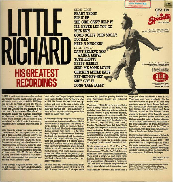 Release: His Greatest Recordings-Vinyl-UK-1984-CHA 109-2686307