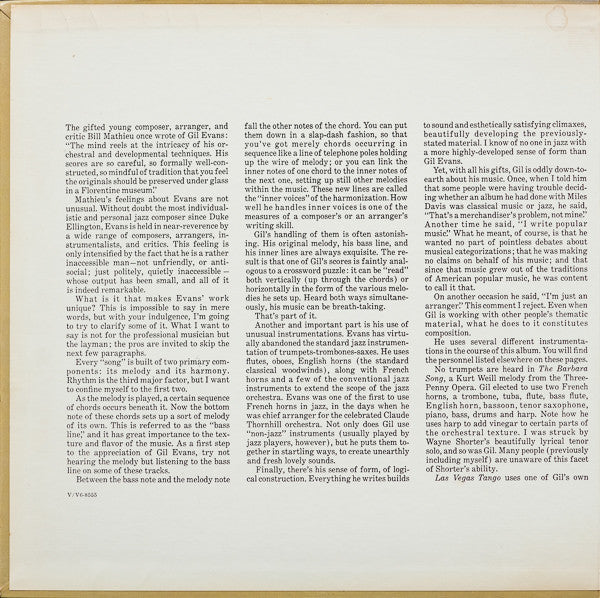 Release: The Individualism Of Gil Evans-Vinyl-US-1964-V6-8555-1221385