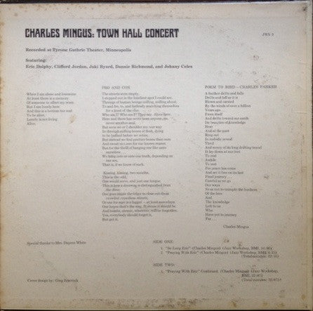 Master Release: Town Hall Concert, 1964, Vol. 1 by Charles Mingus