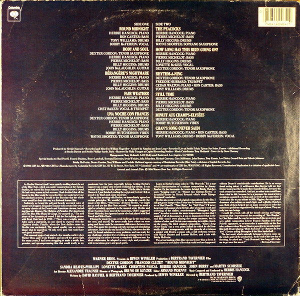 Release: Round Midnight - Original Motion Picture Soundtrack-Vinyl-US-1986-SC 40464-1724303