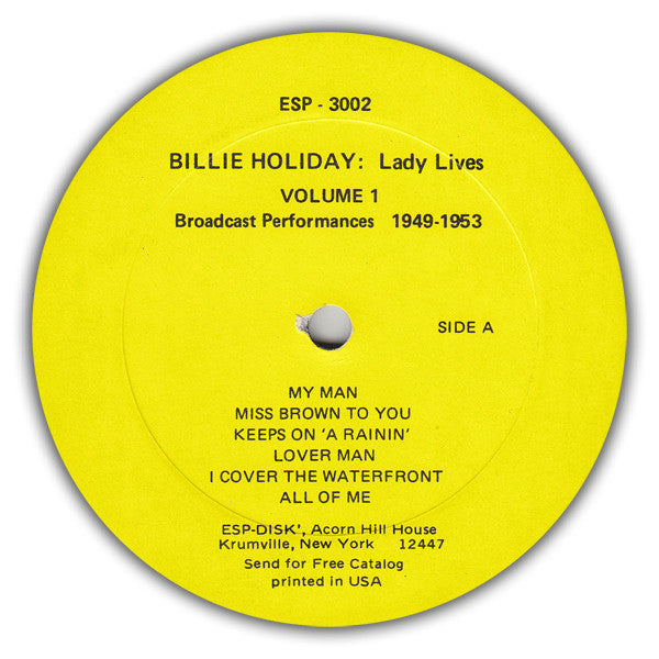 Release: Lady Lives Volume 1: Broadcast Performances 1949-1953-Vinyl-US-1973-ESP 3002-3555345