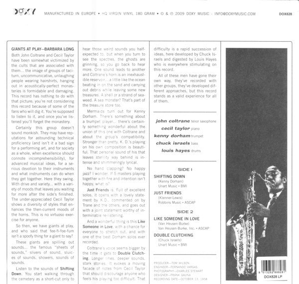 Release: Hard Driving Jazz-Vinyl-Europe-2009-DOX828, DOX828 LP-2447576