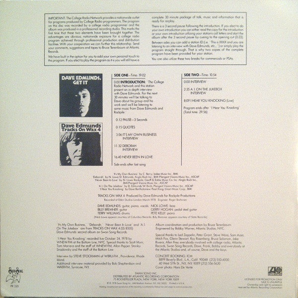 Release: College Radio Network Presents Dave Edmunds And Rockpile-Vinyl-US-1978-PR 320-1961597