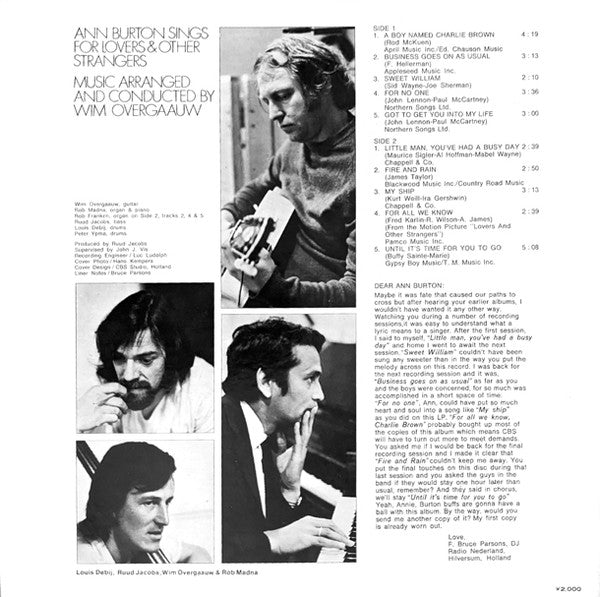 Release: Ann Burton Sings For Lovers And Other Strangers-Vinyl-Japan-1972-ECPL-21-11947536