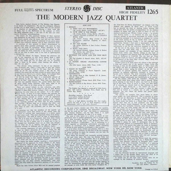 Release: The Modern Jazz Quartet-Vinyl-US-1960-1265, SD 1265-10086428